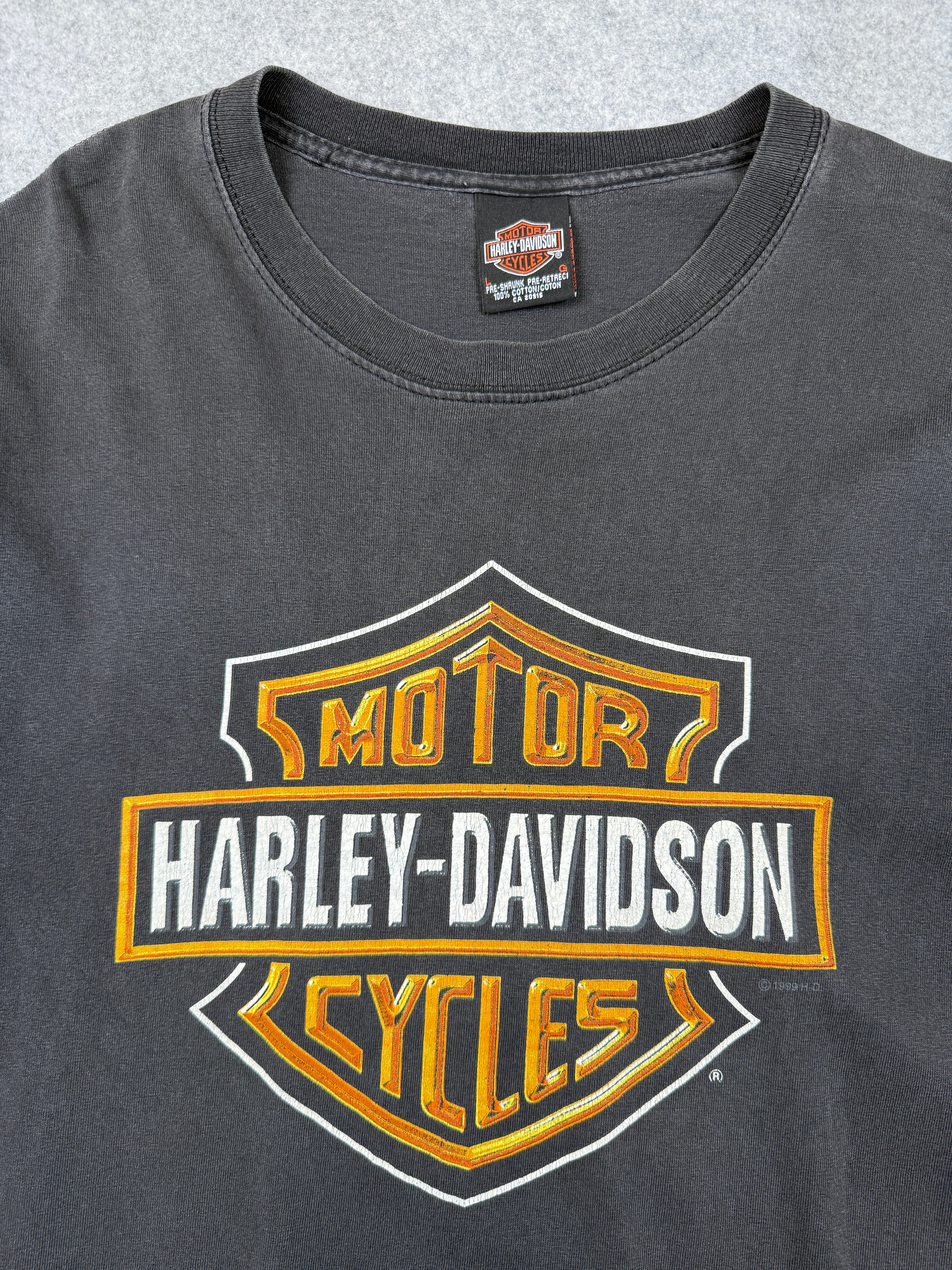 Vintage Harley Davidson Glossy Emblem Tee Black