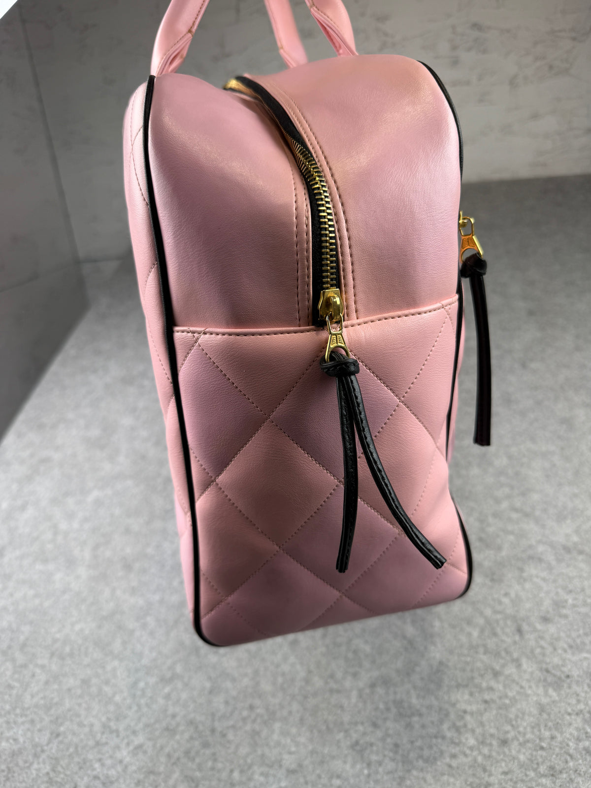 Chanel Quilted Leather Boston Bag Pink