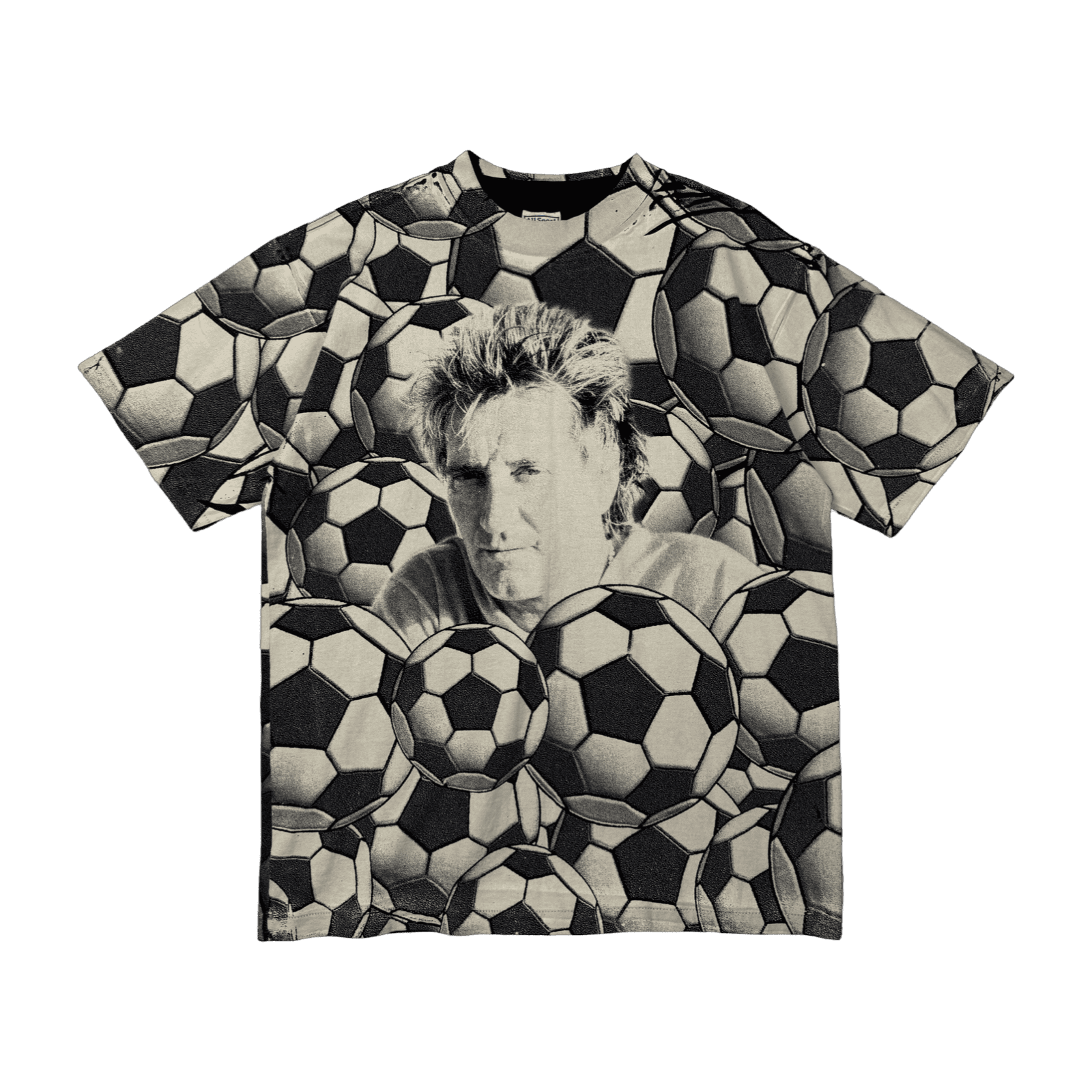 Vintage 90’s Rod Stewart Soccer AOP Tee Black