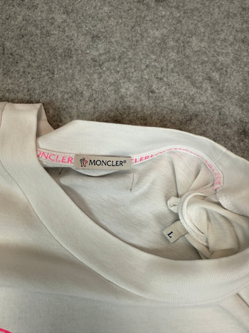 Moncler Love Moncler Pink Logo Tee White (USED)