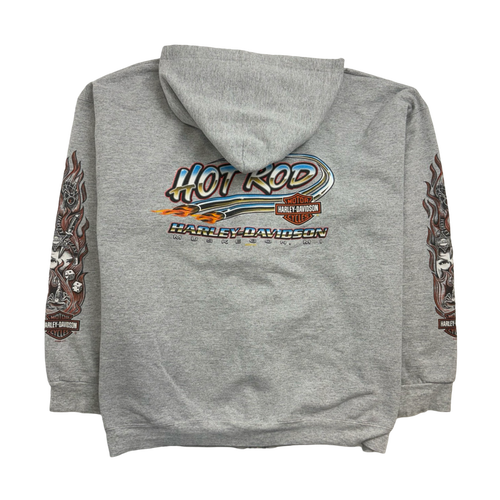 (XXL) Vintage '05 Harley Davidson Zip-Up Hoodie Grey | Vintage Clothing Store Canada