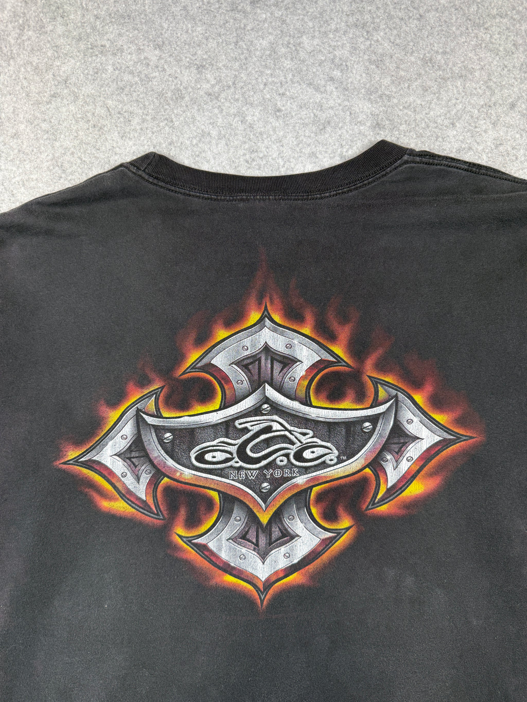 Vintage Orange County Choppers Script Flame Sleeve L/S Tee Black