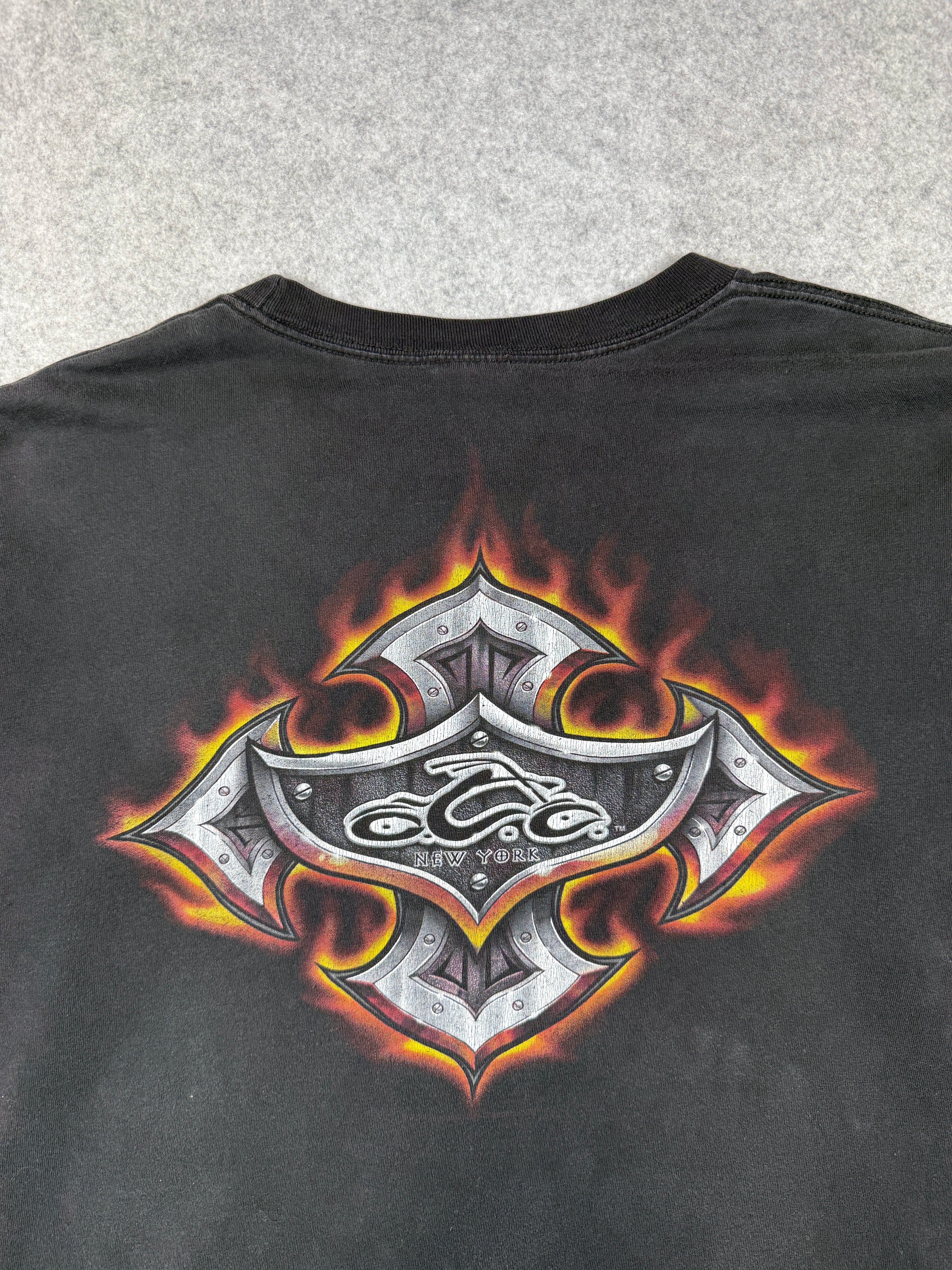 Vintage Orange County Choppers Script Flame Sleeve L/S Tee Black