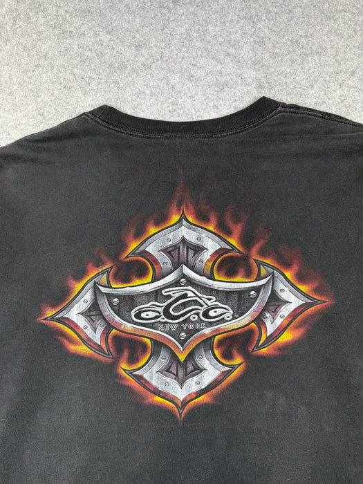 Vintage Orange County Choppers Script Flame Sleeve L/S Tee Black | Vitnage Clothing Store Canada
