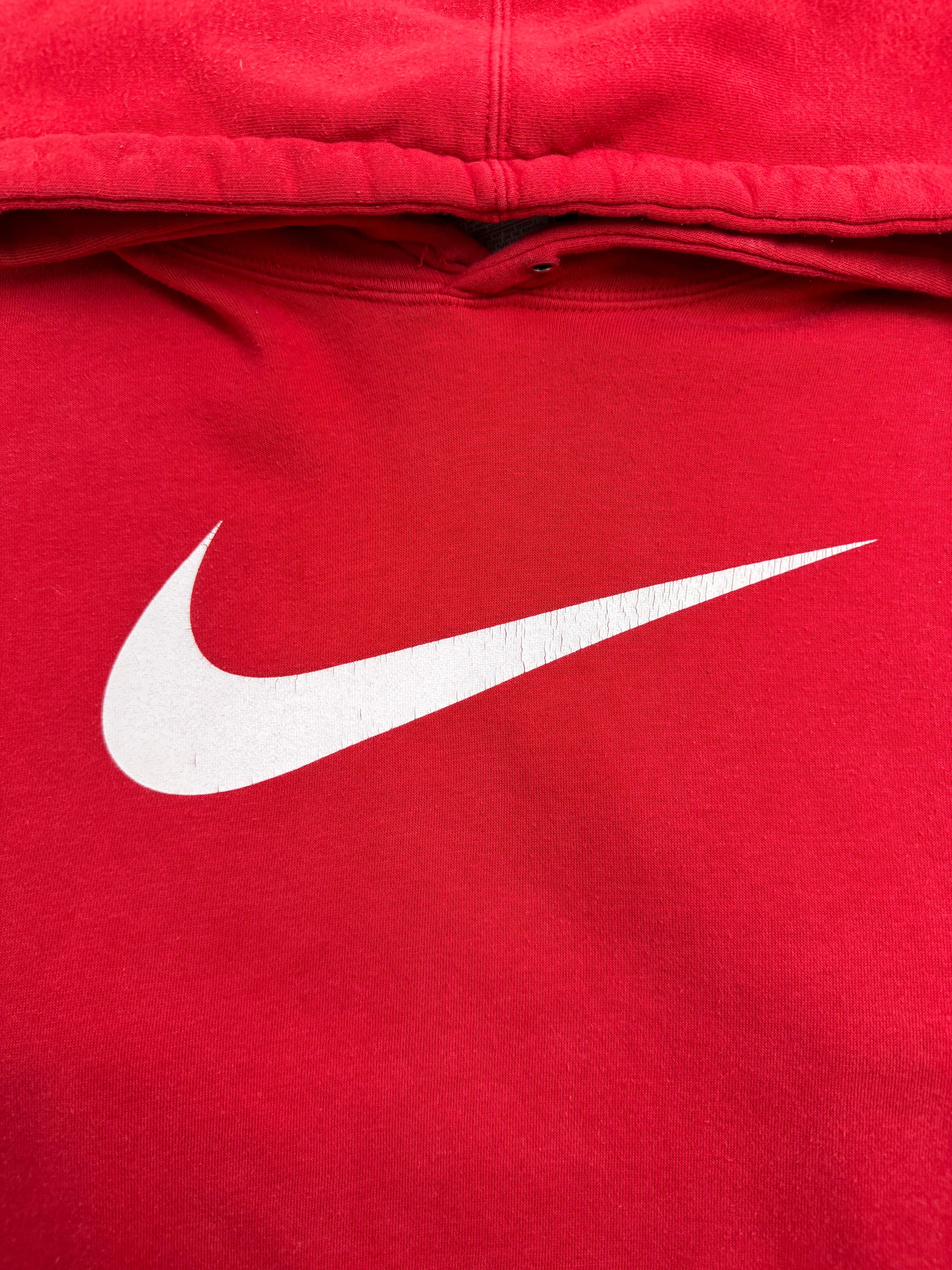 (M) Vintage 2000s Nike Big Swoosh Hoodie Red