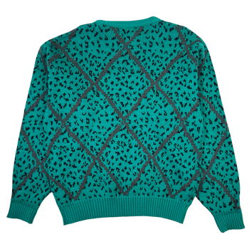 Womens Vintage Givenchy Diamonds Knit Sweater Dark Teal