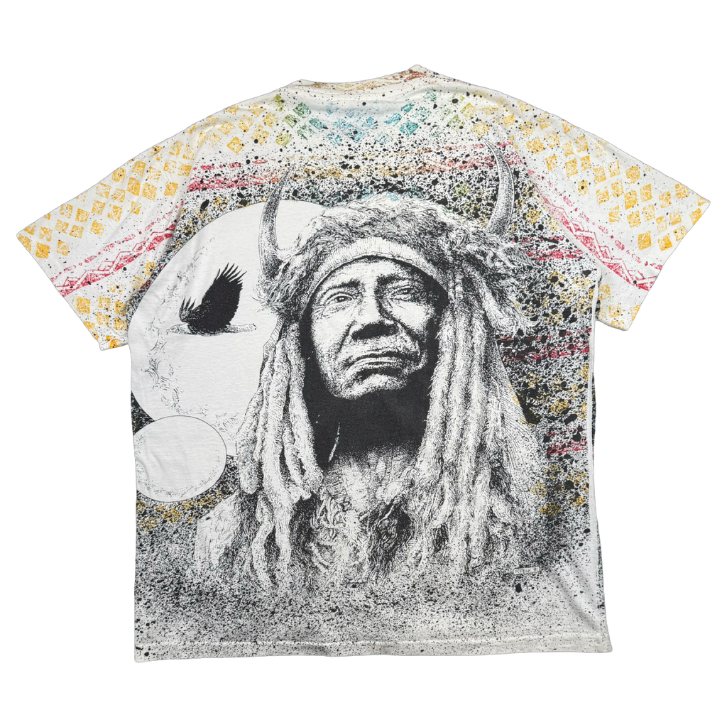 Vintage Native American Chief AOP Tee White