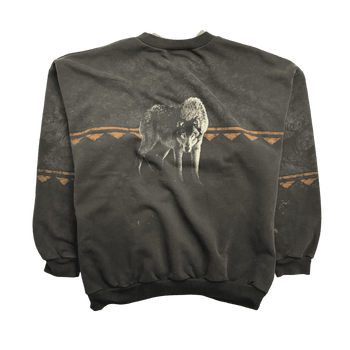 (XL) Vintage Nature Wolf Sweatshirt Black