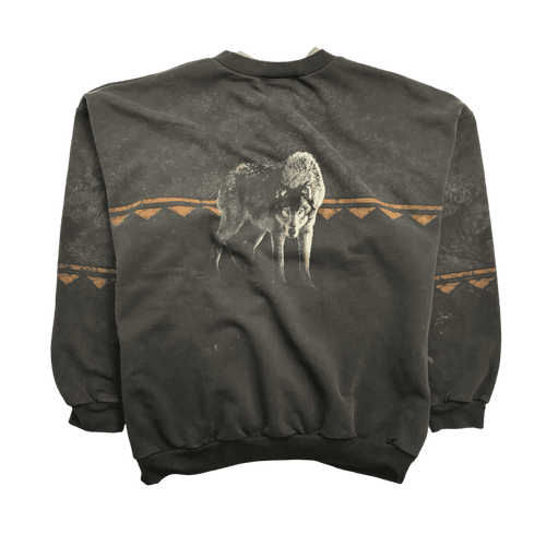 (XL) Vintage Nature Wolf Sweatshirt Black | Vintage Clothing Store Canada