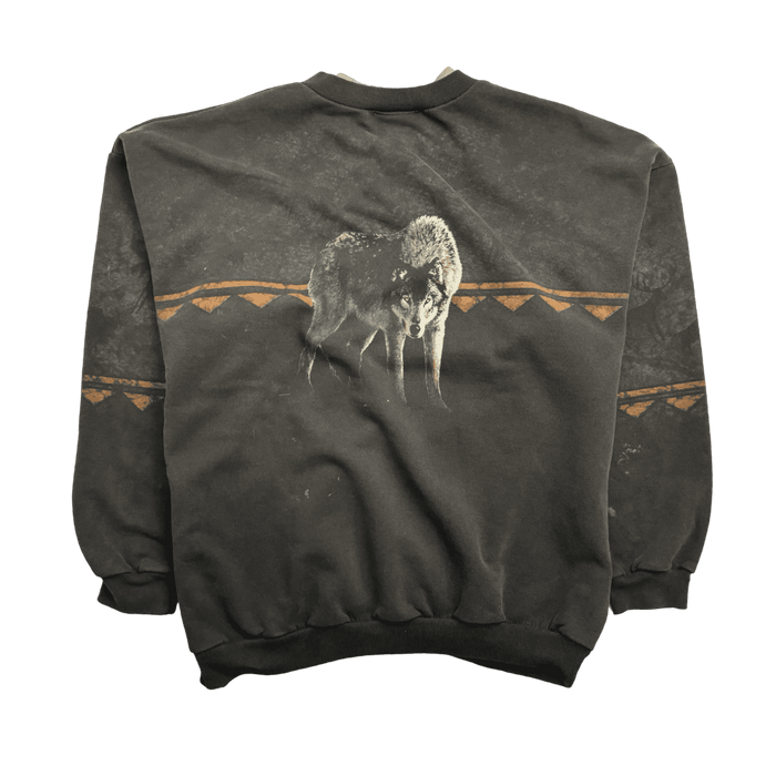 (XL) Vintage Nature Wolf Sweatshirt Black | Vitnage Clothing Store Canada