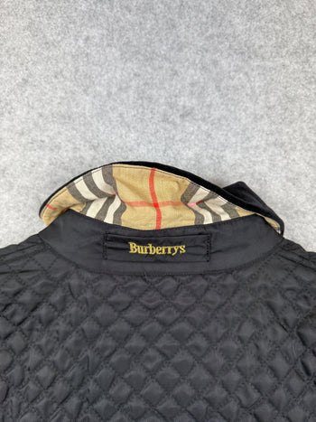 Women’s Vintage Burberry Quilted Suede Collar Jacket Black (USED)
