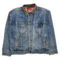 Vintage 90s Marlboro Plaid Lined Denim Jacket