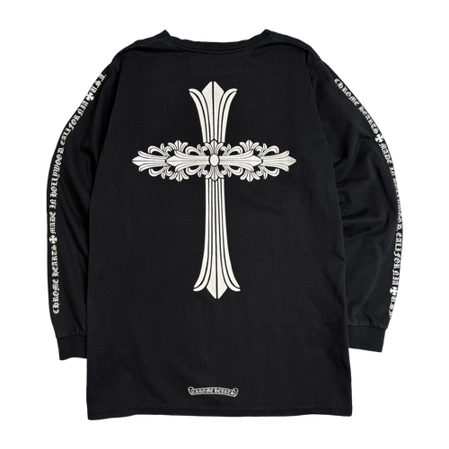 Chrome Hearts Cross Hollywood Script Sleeve L/S Tee Black | Vintage Clothing Store Canada