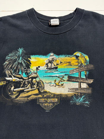 (L) Vintage '07 Harley Davidson Of Grand Cayman Tee Black