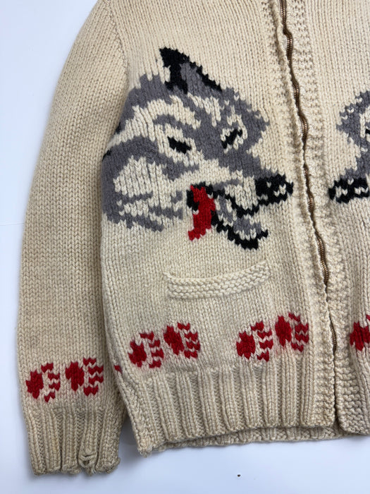 Vintage Cowichan Wolf Knitted Zip up Sweater | Vitnage Clothing Store Canada