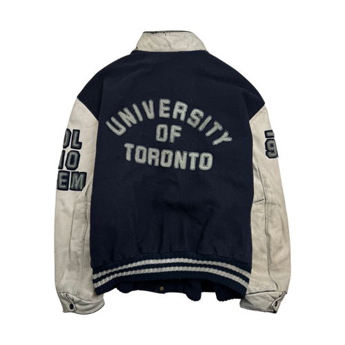 Vintage 90s University of Toronto Varsity Jacket Navy/White | Vintage Clothing Store Canada