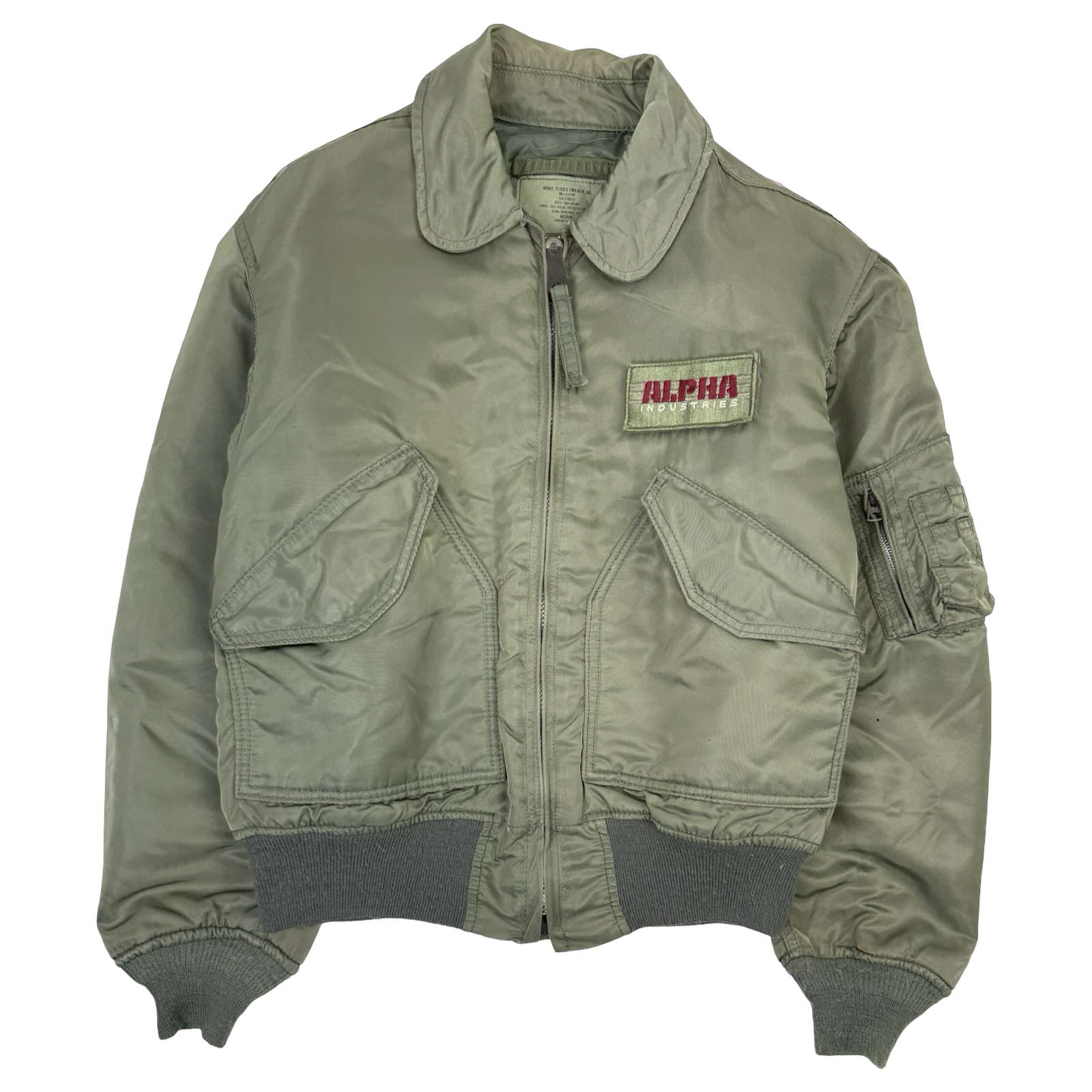 Vintage Alpha Industries CWU 45/P Flight Bomber Jacket Green