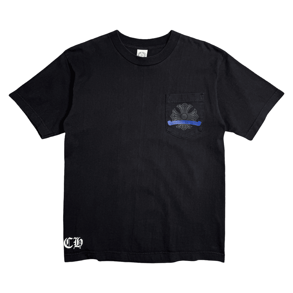 Vintage Chrome Hearts Cracked Horseshoe Pocket Tee Black/Blue