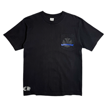 Vintage Chrome Hearts Cracked Horseshoe Pocket Tee Black/Blue