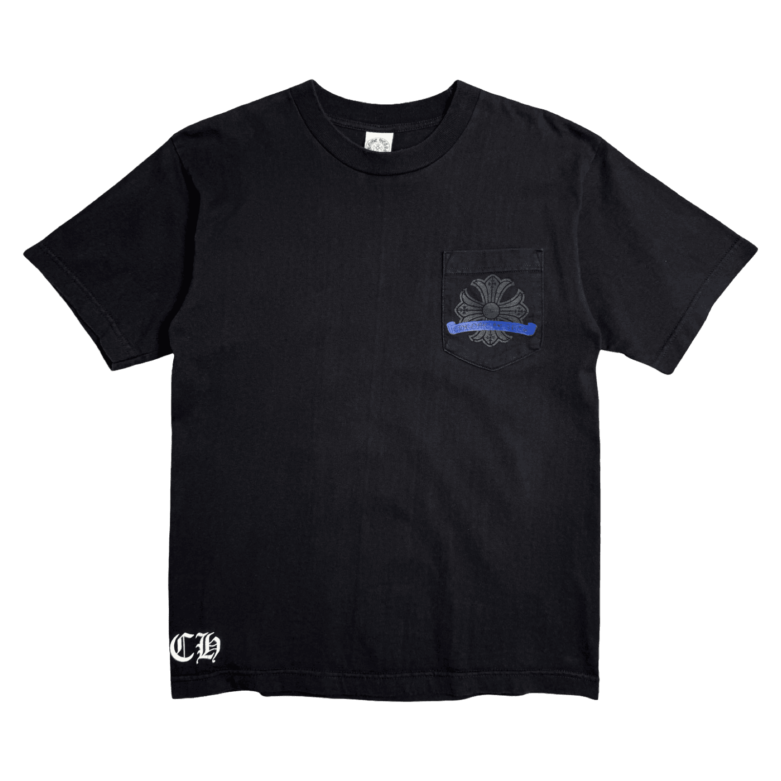 Vintage Chrome Hearts Cracked Horseshoe Pocket Tee Black/Blue