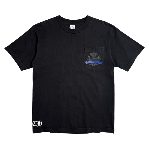 Vintage Chrome Hearts Cracked Horseshoe Pocket Tee Black/Blue | Vintage Clothing Store Canada