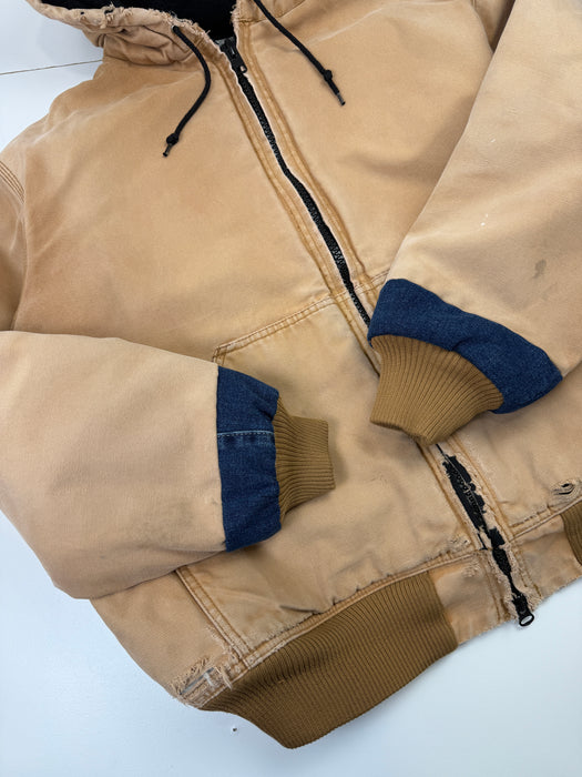 Vintage Dickies Distressed Hooded Work Jacket Beige | Vitnage Clothing Store Canada
