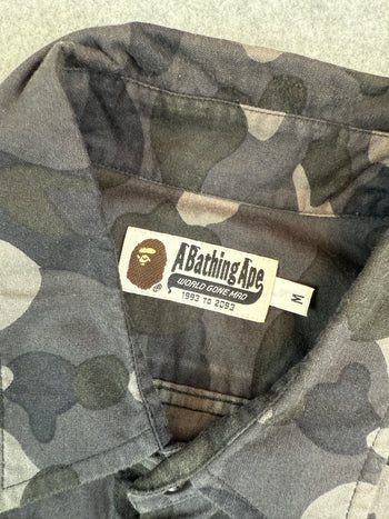 BAPE Desert Camo Velcro Logo Button Up Tee Black/Grey (USED)