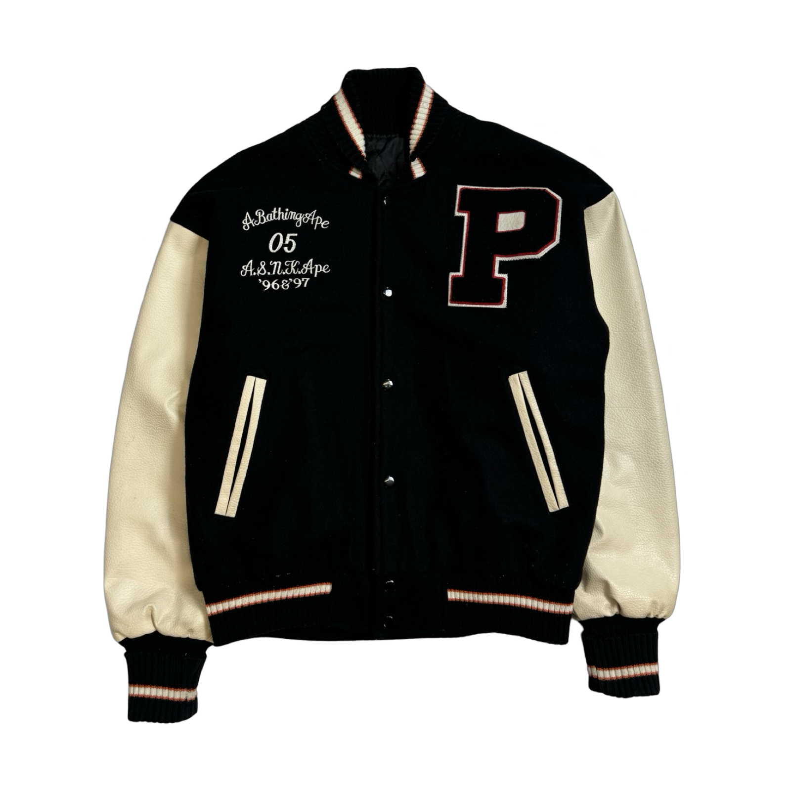 1/100 'P' BAPE x Post Overalls 96/97’ Varsity Jacket (USED)