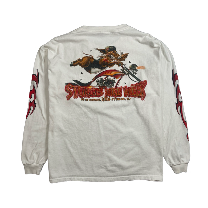 Vintage ‘06 Sturgis Biker L/S Tee White | Vitnage Clothing Store Canada