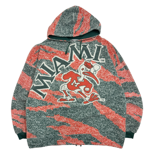 Vintage 90's Miami Hurricanes AOP Hoodie | Vintage Clothing Store Canada