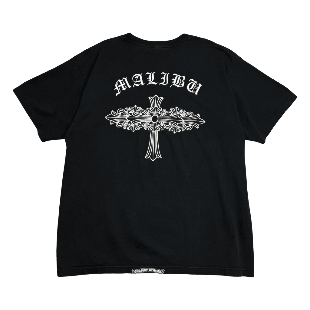 Vintage Chrome Hearts Malibu Floral Cross Pocket Tee Black