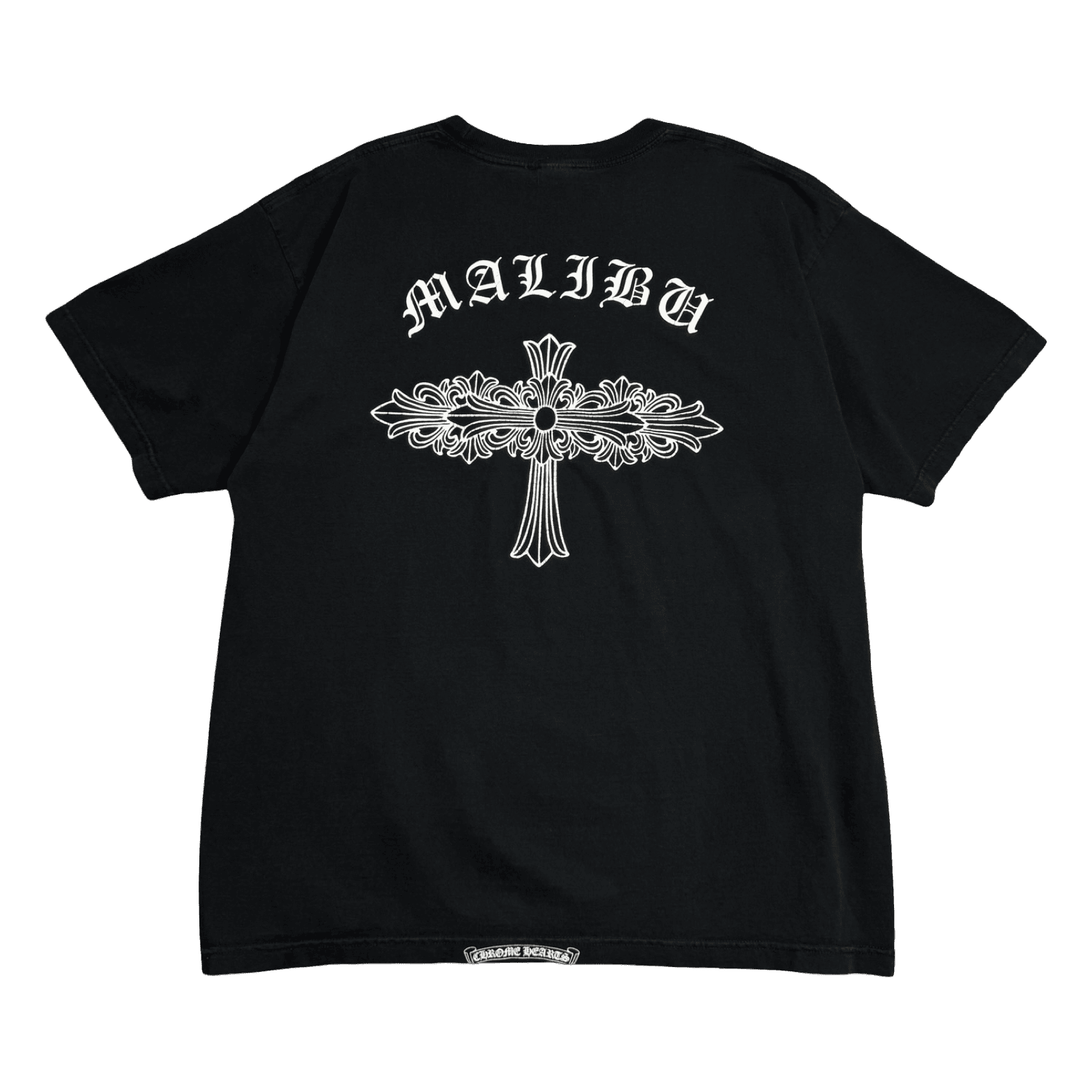 Vintage Chrome Hearts Malibu Floral Cross Pocket Tee Black