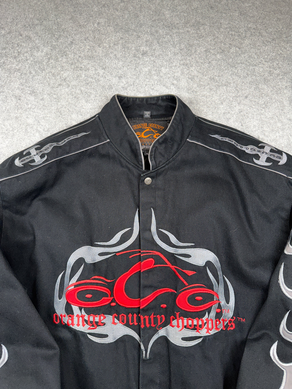 Vintage Orange County Choppers Flame Sleeve Canvas Jacket Black