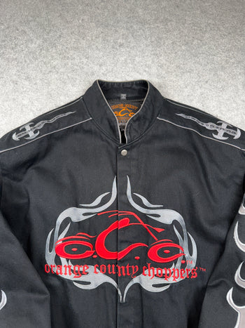 Vintage Orange County Choppers Flame Sleeve Canvas Jacket Black