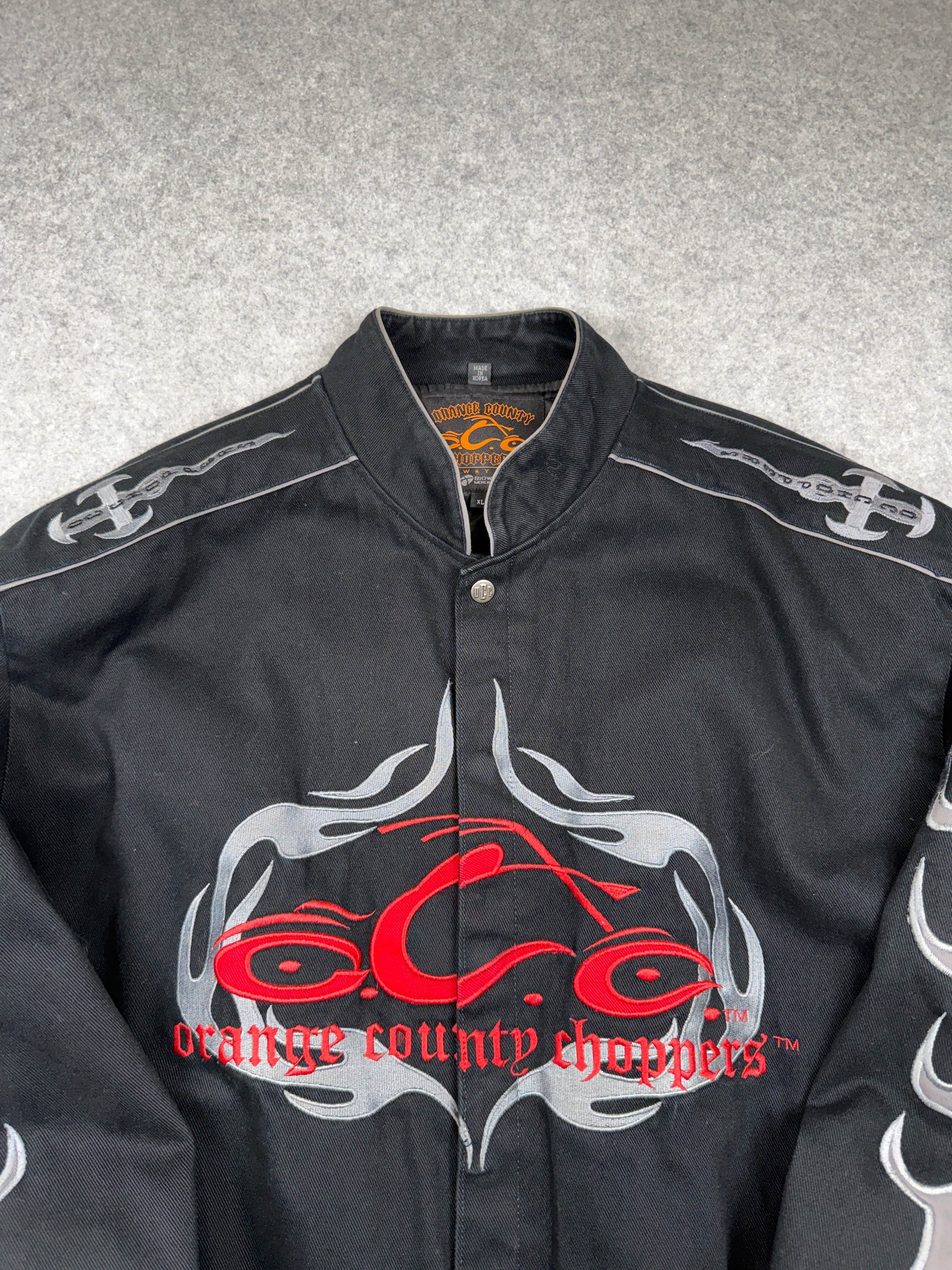 Vintage Orange County Choppers Flame Sleeve Canvas Jacket Black