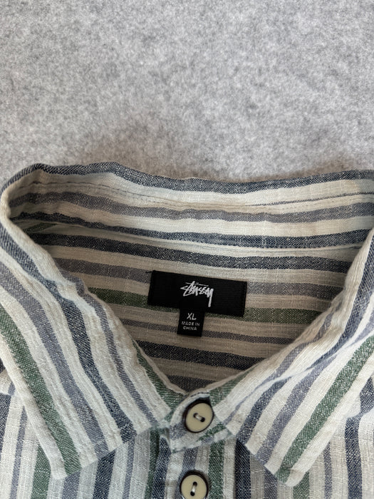 Stussy Wrinkly Cotton Gauze Shirt Stripe (USED) | Vitnage Clothing Store Canada
