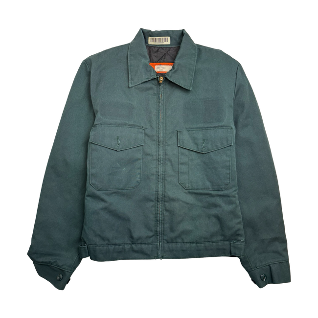 (S) Vintage Canvas Quilt-Lined Work Jacket Green