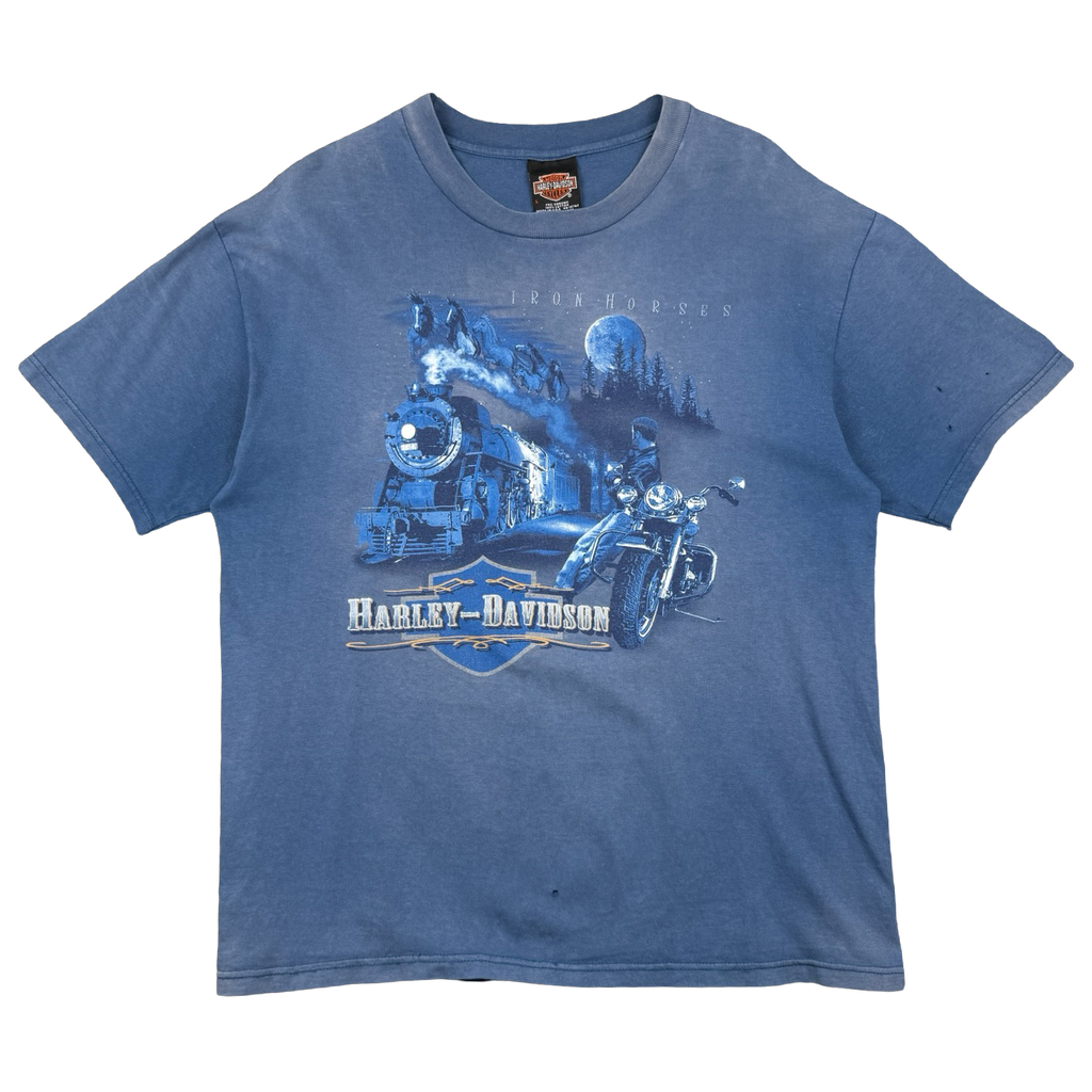 Vintage Harley Davidson Iron Horses Tee Blue