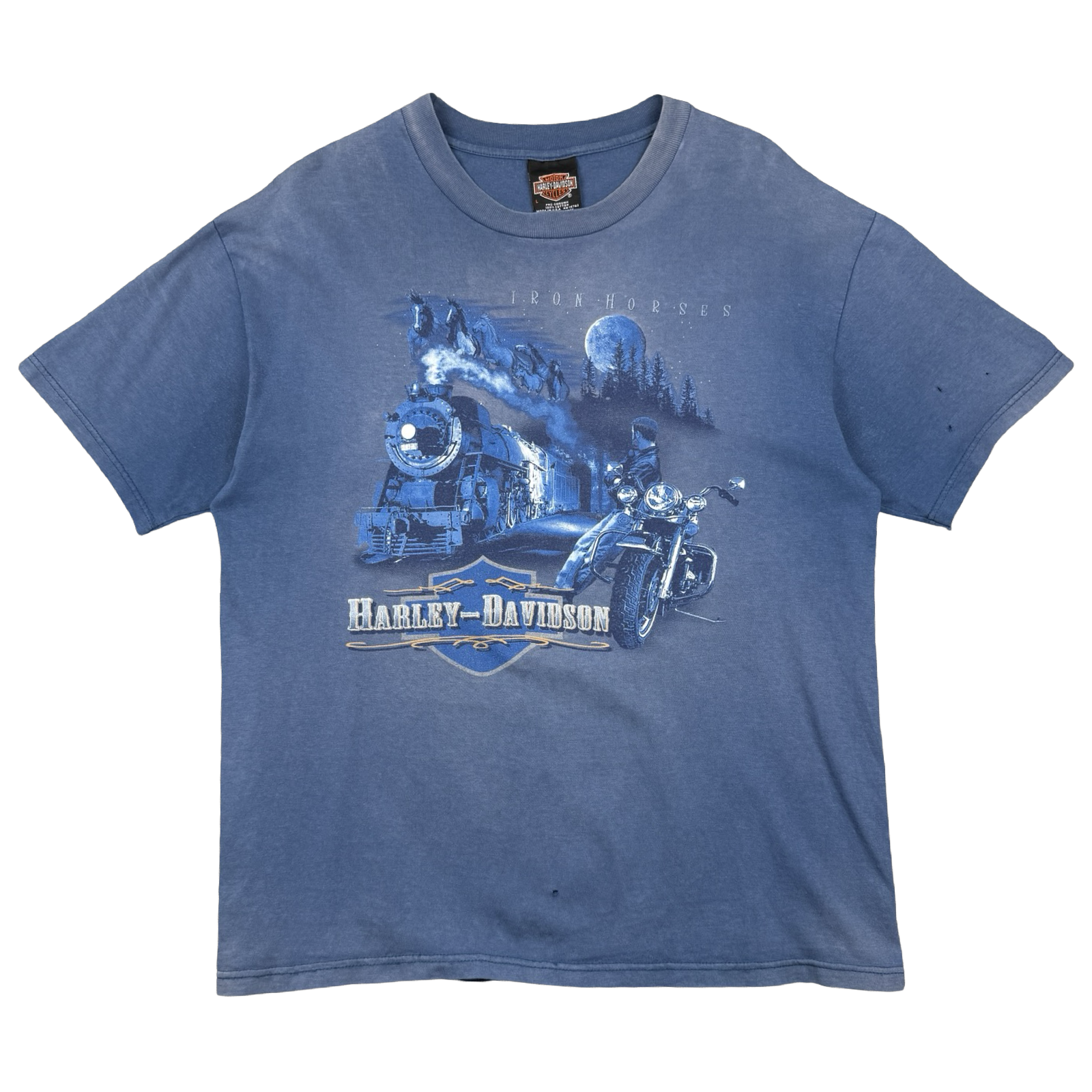 Vintage Harley Davidson Iron Horses Tee Blue