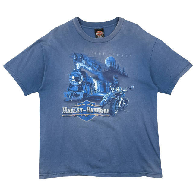Vintage Harley Davidson Iron Horses Tee Blue
