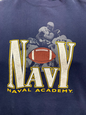 (L) Vintage 90s Naval Academy Sweatshirt Navy