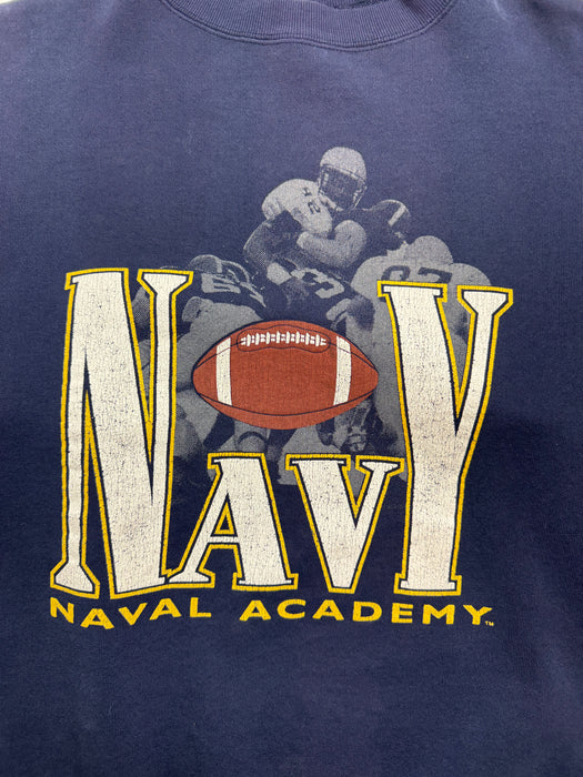 (L) Vintage 90s Naval Academy Sweatshirt Navy | Vitnage Clothing Store Canada