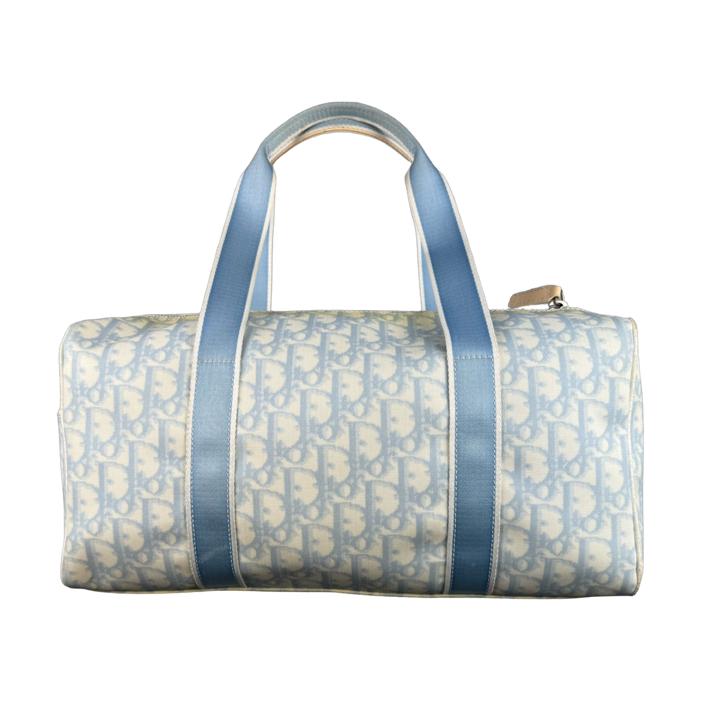 Women’s Christian Dior Trotter Canvas Boston Bag Light Blue