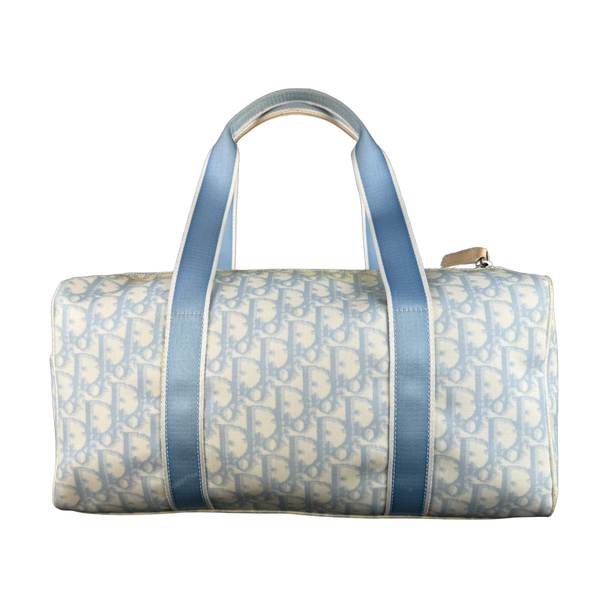 Women’s Christian Dior Trotter Canvas Boston Bag Light Blue