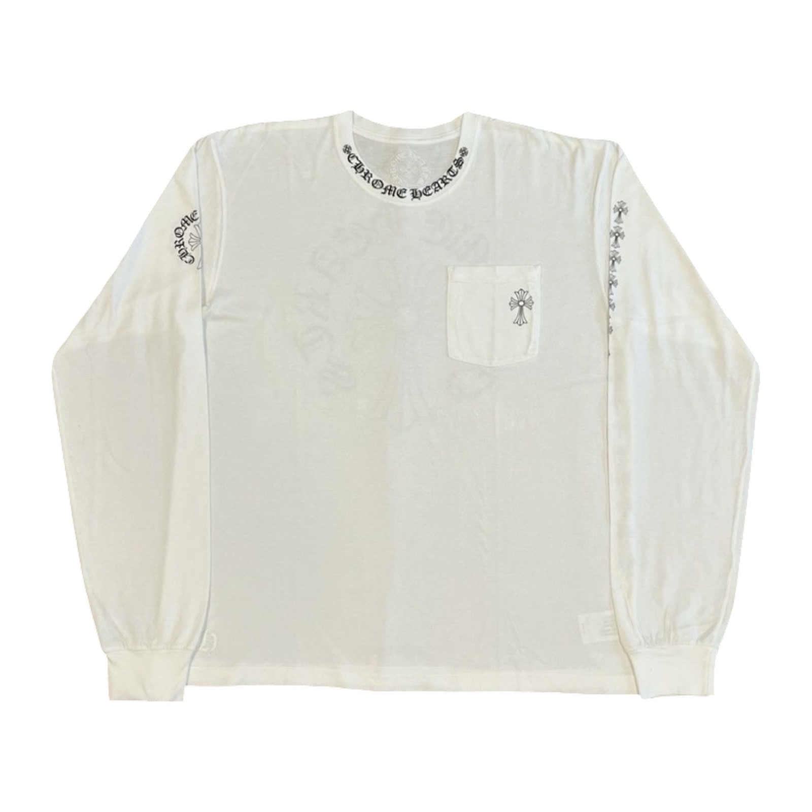Chrome Hearts Neck Script Cross L/S Pocket Tee White