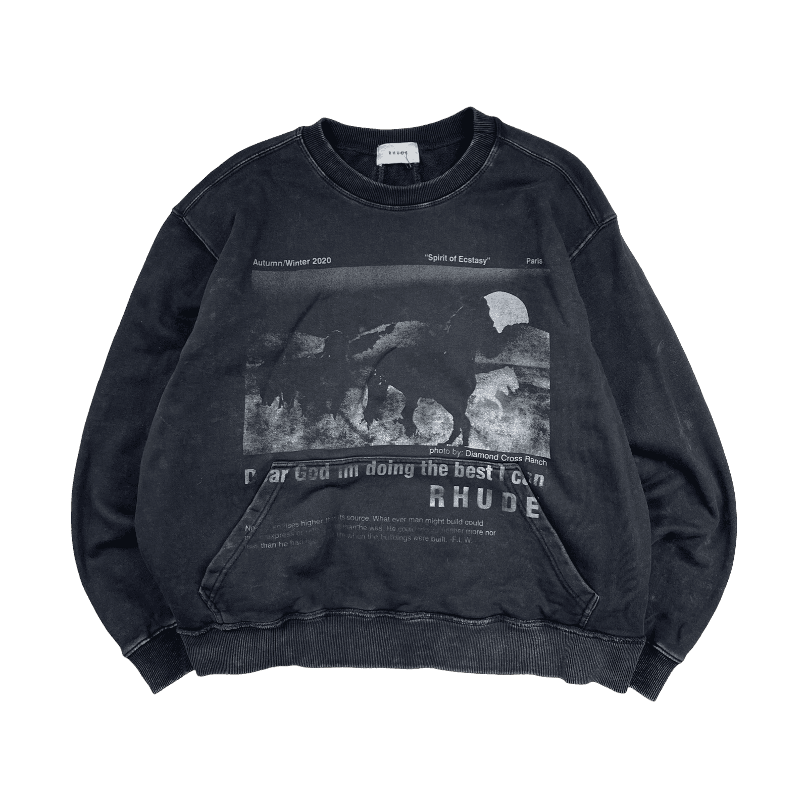 Rhude AW 2020 Best I Can Graphic Crewneck Black (USED)