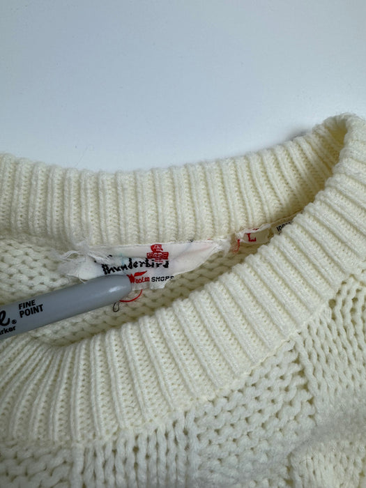 (XS) Vintage Thunderbird Cable Knit Cream | Vitnage Clothing Store Canada