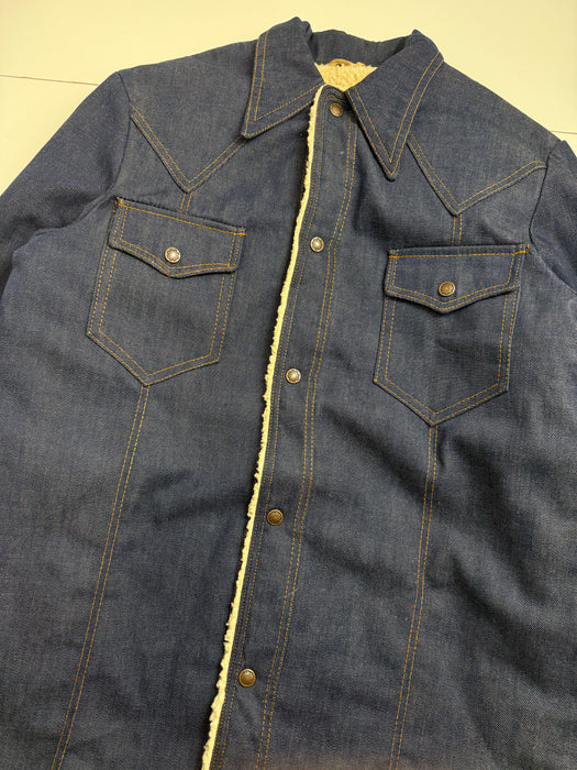Vintage Salvaged Sherpa Lined Denim Jacket | Vitnage Clothing Store Canada