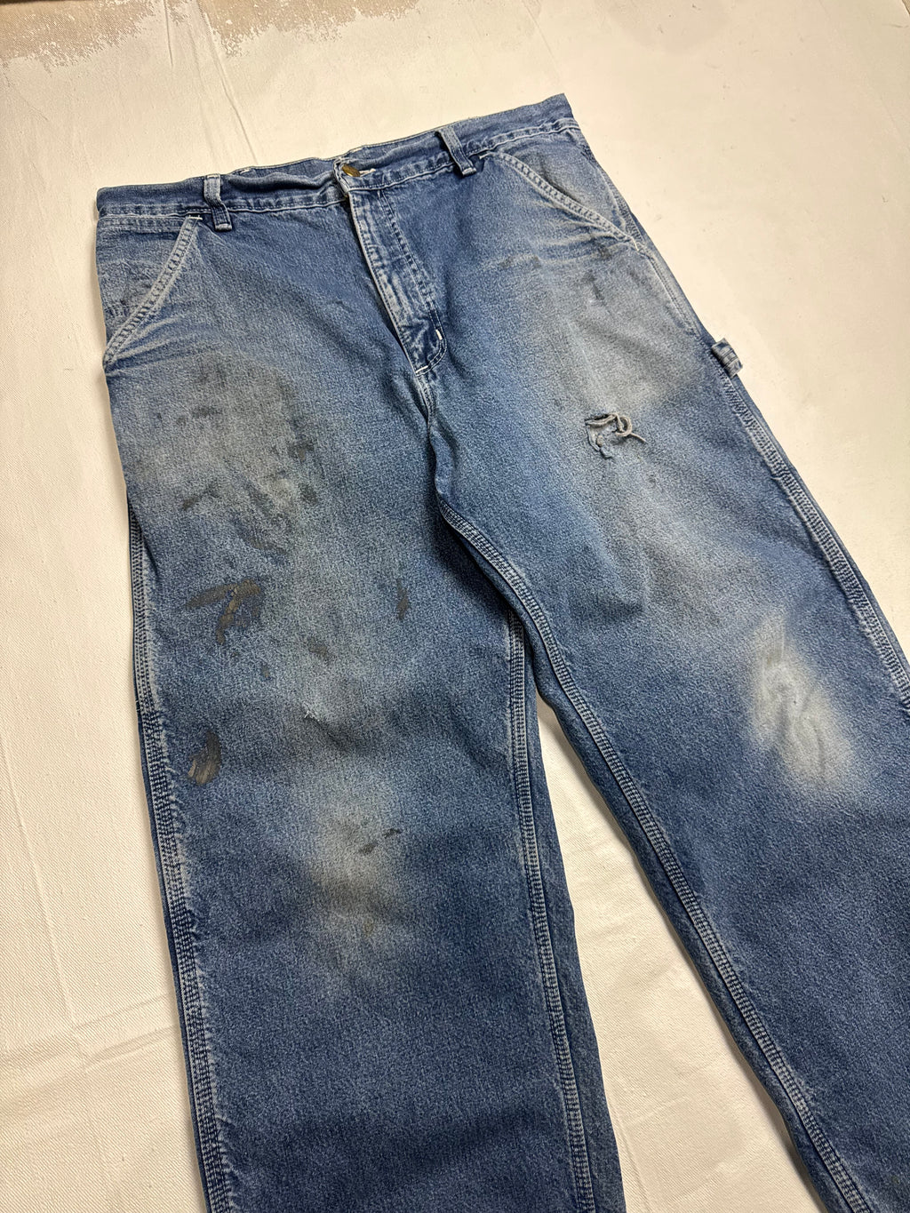 Carhartt Plaid Lined Carpenter Denim Pants