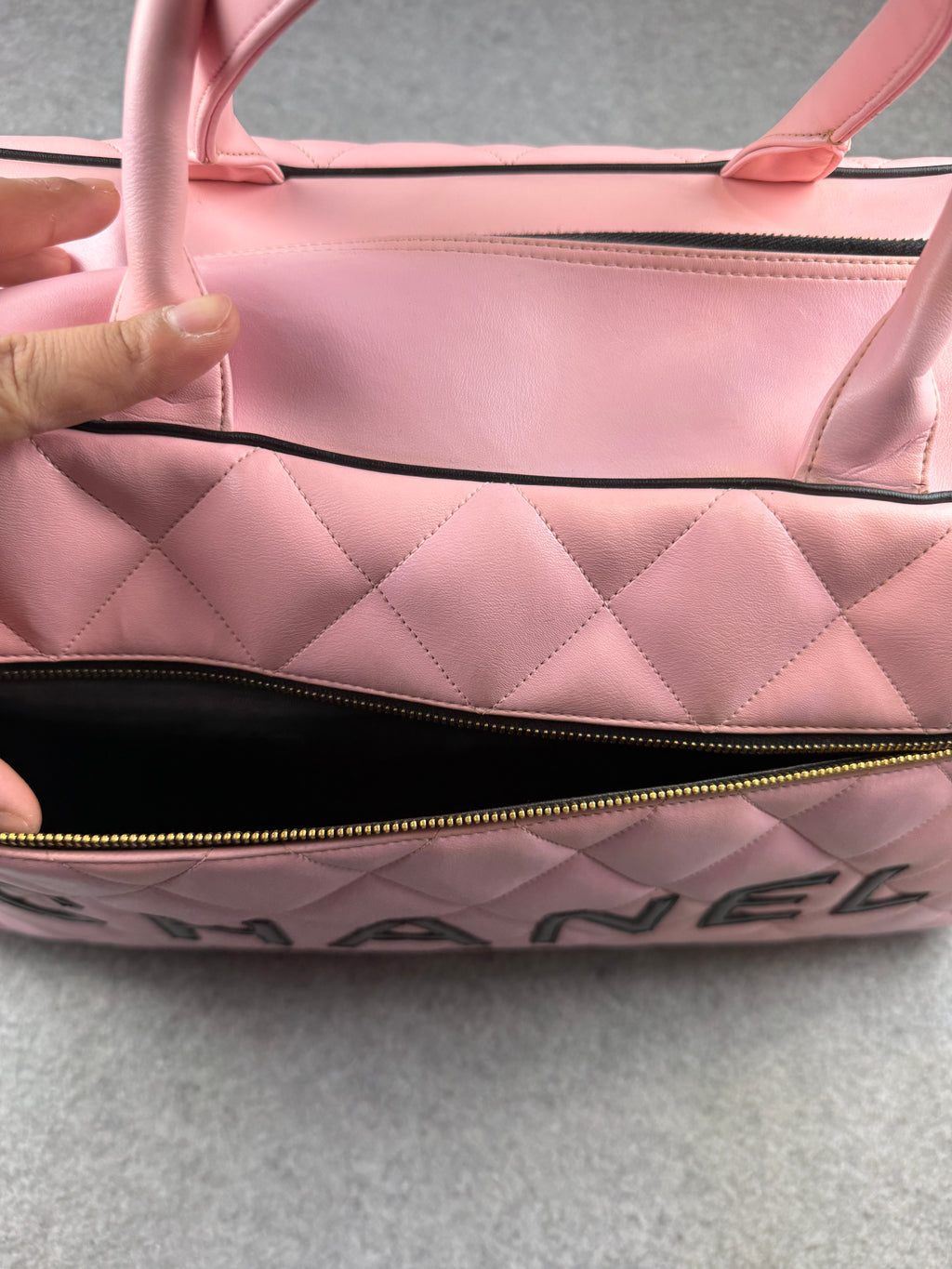 Chanel Quilted Leather Boston Bag Pink